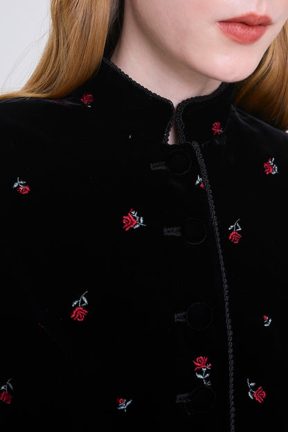ROSE EMBROIDERED VELVET JACKET - FETICO