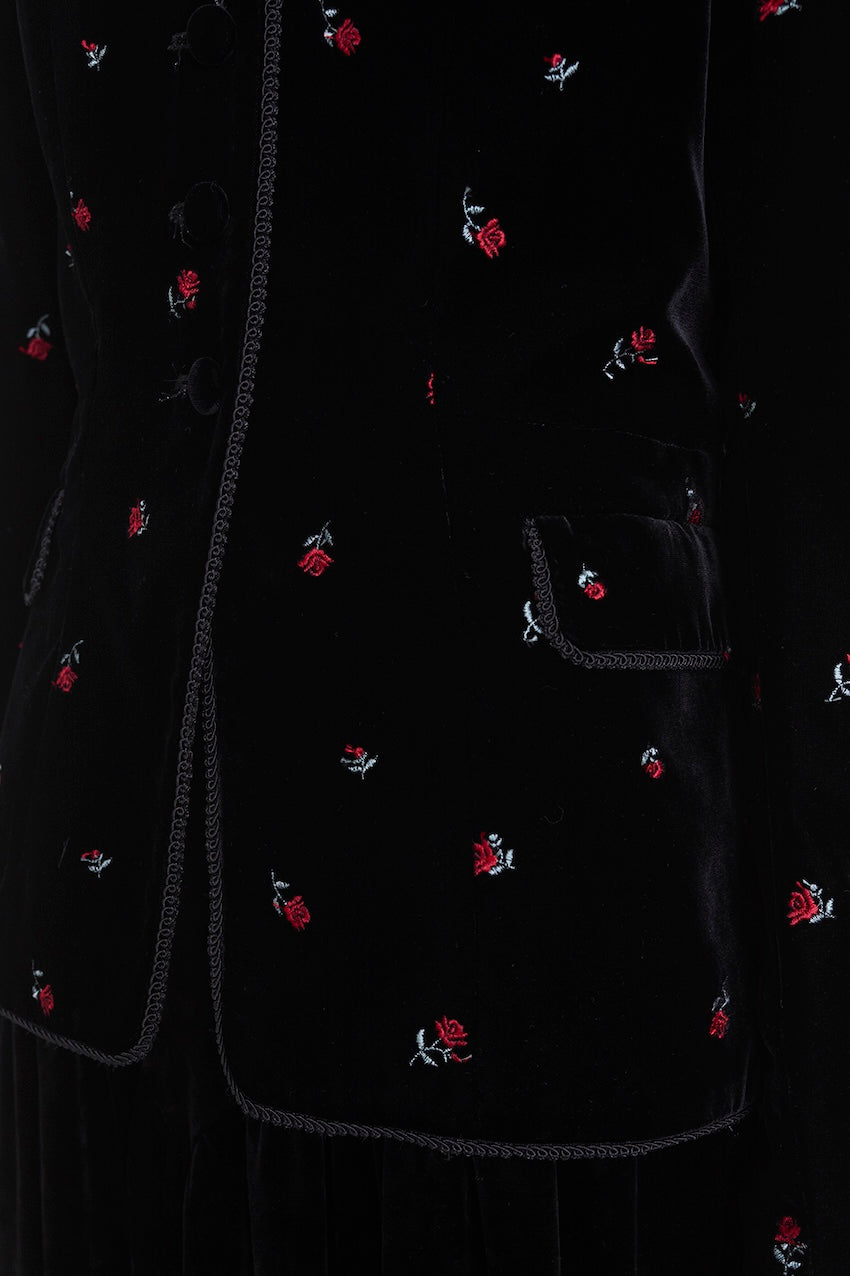 ROSE EMBROIDERED VELVET JACKET - FETICO