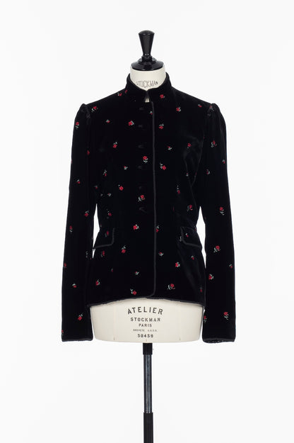 ROSE EMBROIDERED VELVET JACKET - FETICO