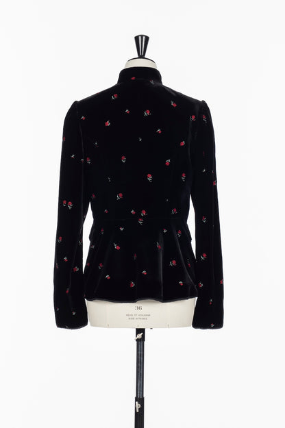 ROSE EMBROIDERED VELVET JACKET - FETICO
