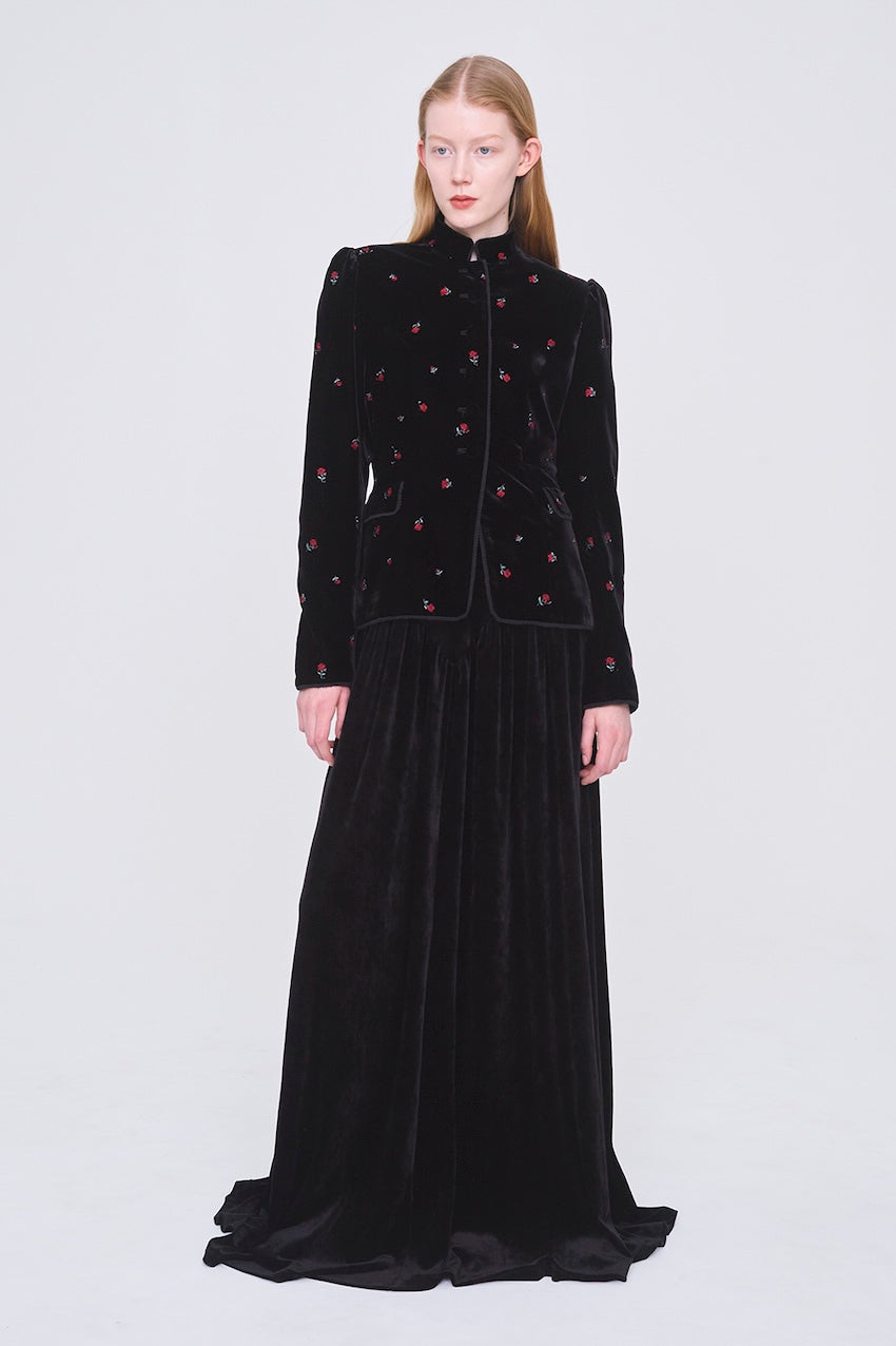 ROSE EMBROIDERED VELVET JACKET - FETICO