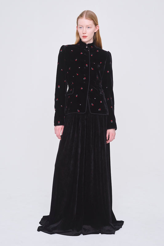 ROSE EMBROIDERED VELVET JACKET - FETICO
