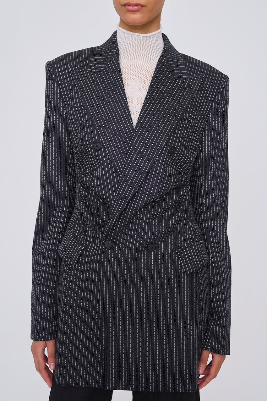 WOOL PINSTRIPE DOUBLE BREASTED JACKET - FETICO