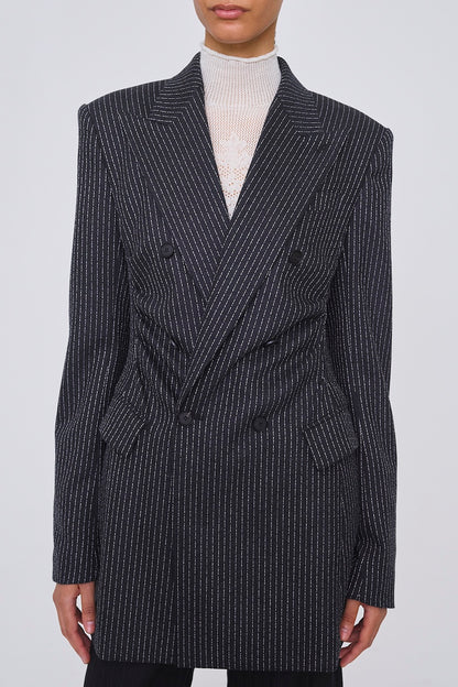 WOOL PINSTRIPE DOUBLE BREASTED JACKET - FETICO