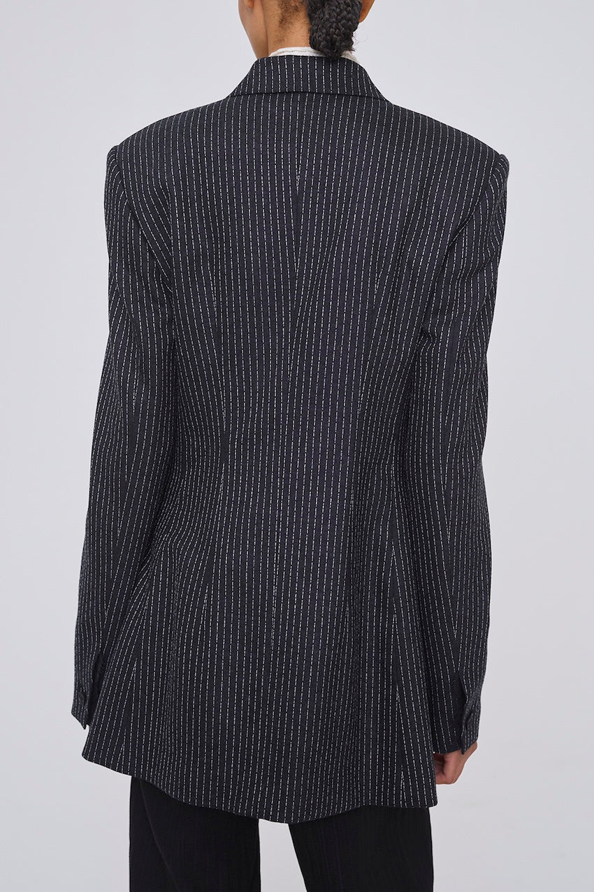 WOOL PINSTRIPE DOUBLE BREASTED JACKET - FETICO