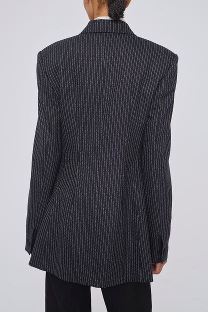 WOOL PINSTRIPE DOUBLE BREASTED JACKET - FETICO