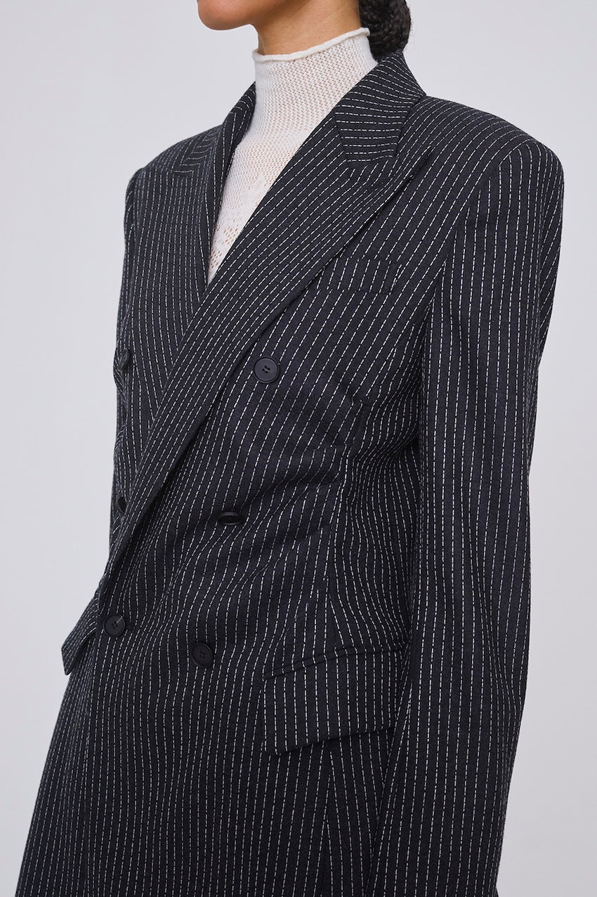 WOOL PINSTRIPE DOUBLE BREASTED JACKET - FETICO