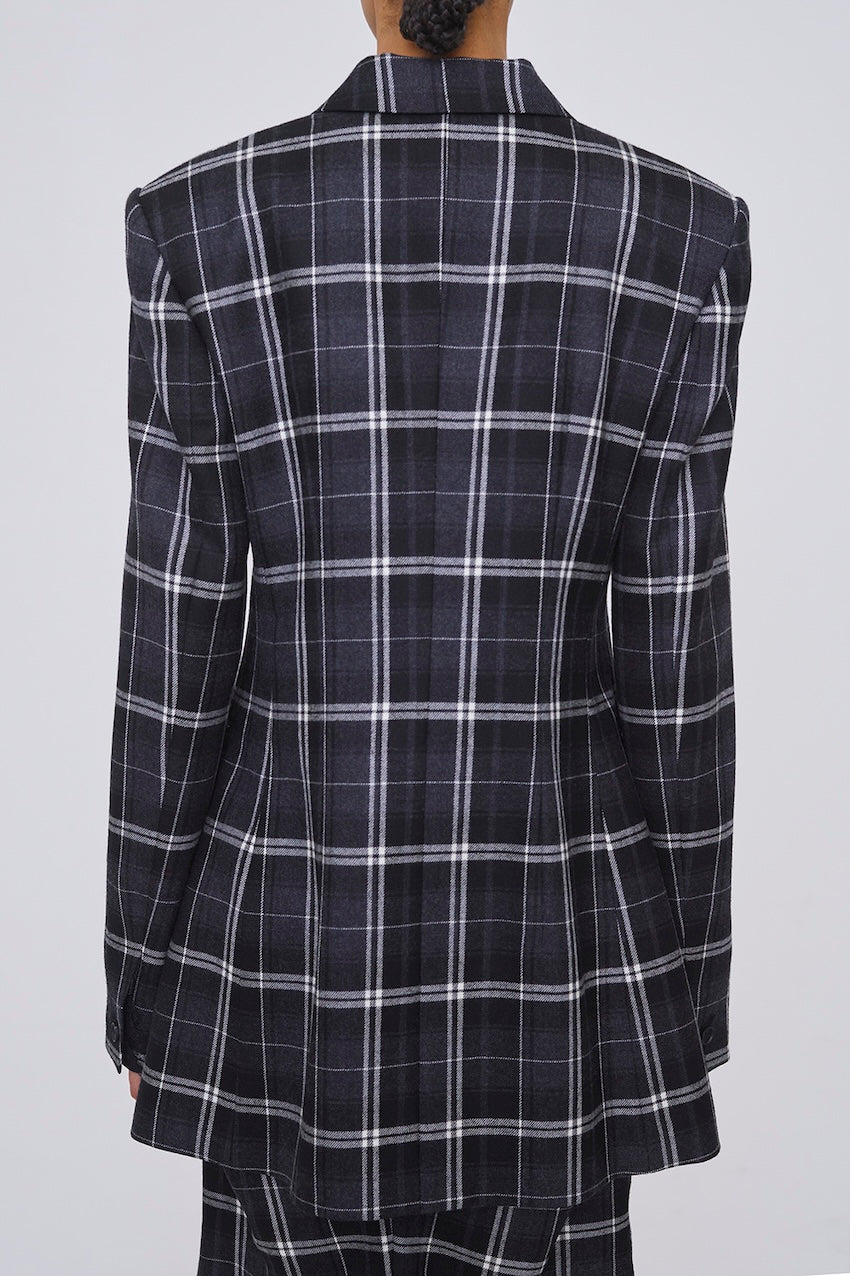 WOOL CHECK DOUBLE BREASTED JACKET - FETICO