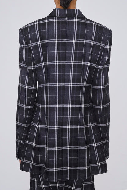 WOOL CHECK DOUBLE BREASTED JACKET - FETICO