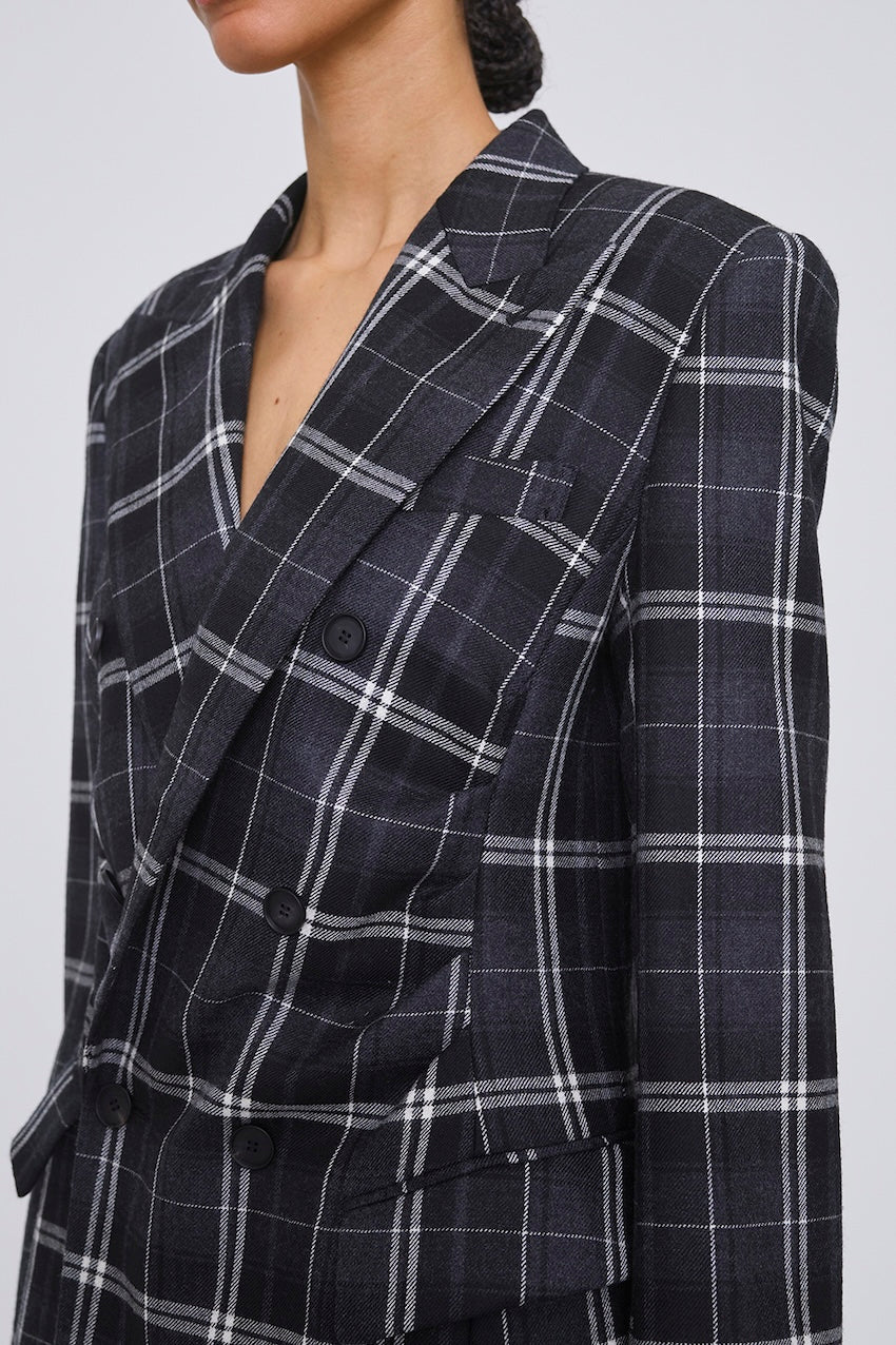 WOOL CHECK DOUBLE BREASTED JACKET - FETICO