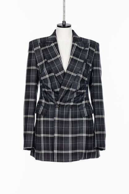 WOOL CHECK DOUBLE BREASTED JACKET - FETICO