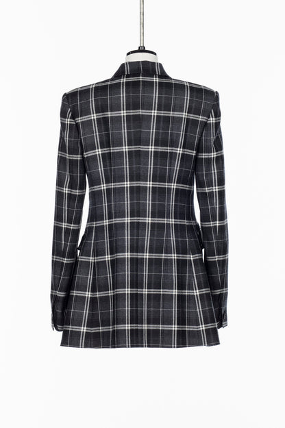 WOOL CHECK DOUBLE BREASTED JACKET - FETICO