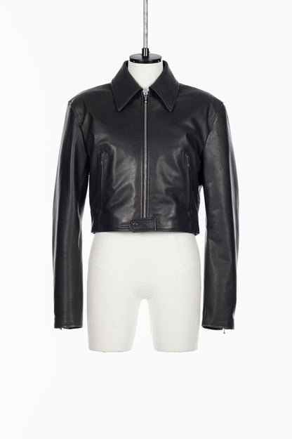 LEATHER SHORT ZIP JACKET - FETICO