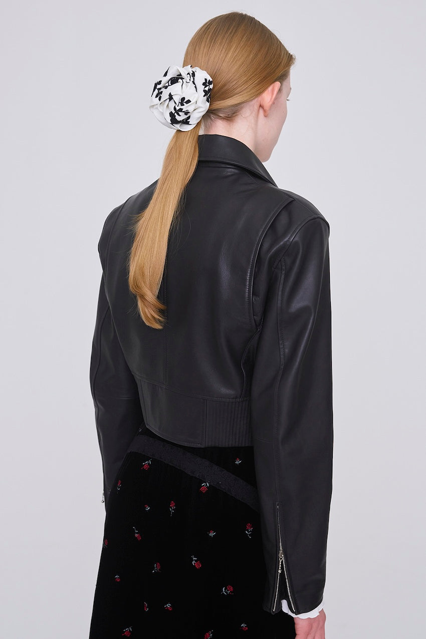 LEATHER SHORT ZIP JACKET - FETICO