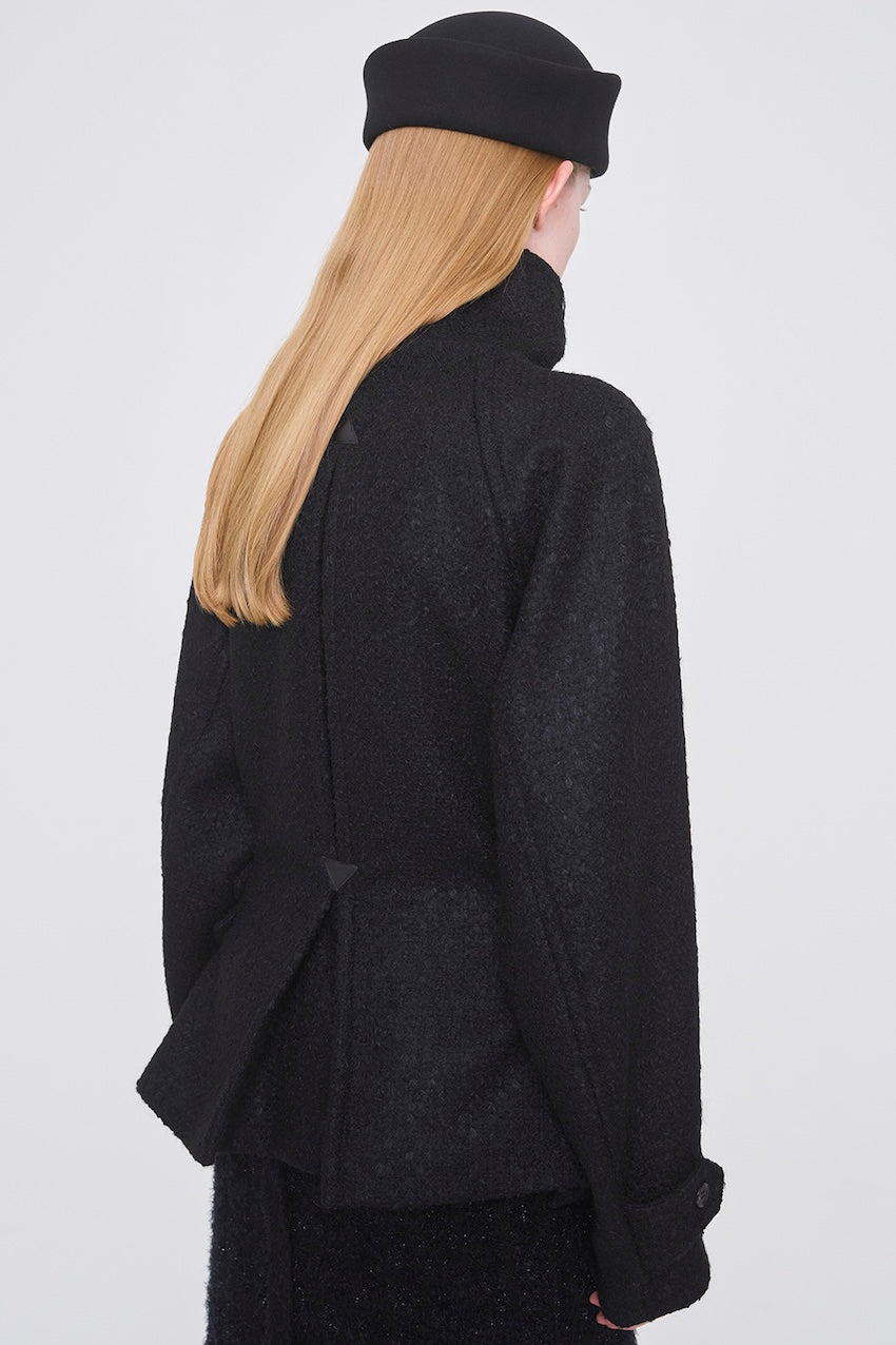 WOOL MOHAIR SHORT TRENCH JACKET - FETICO