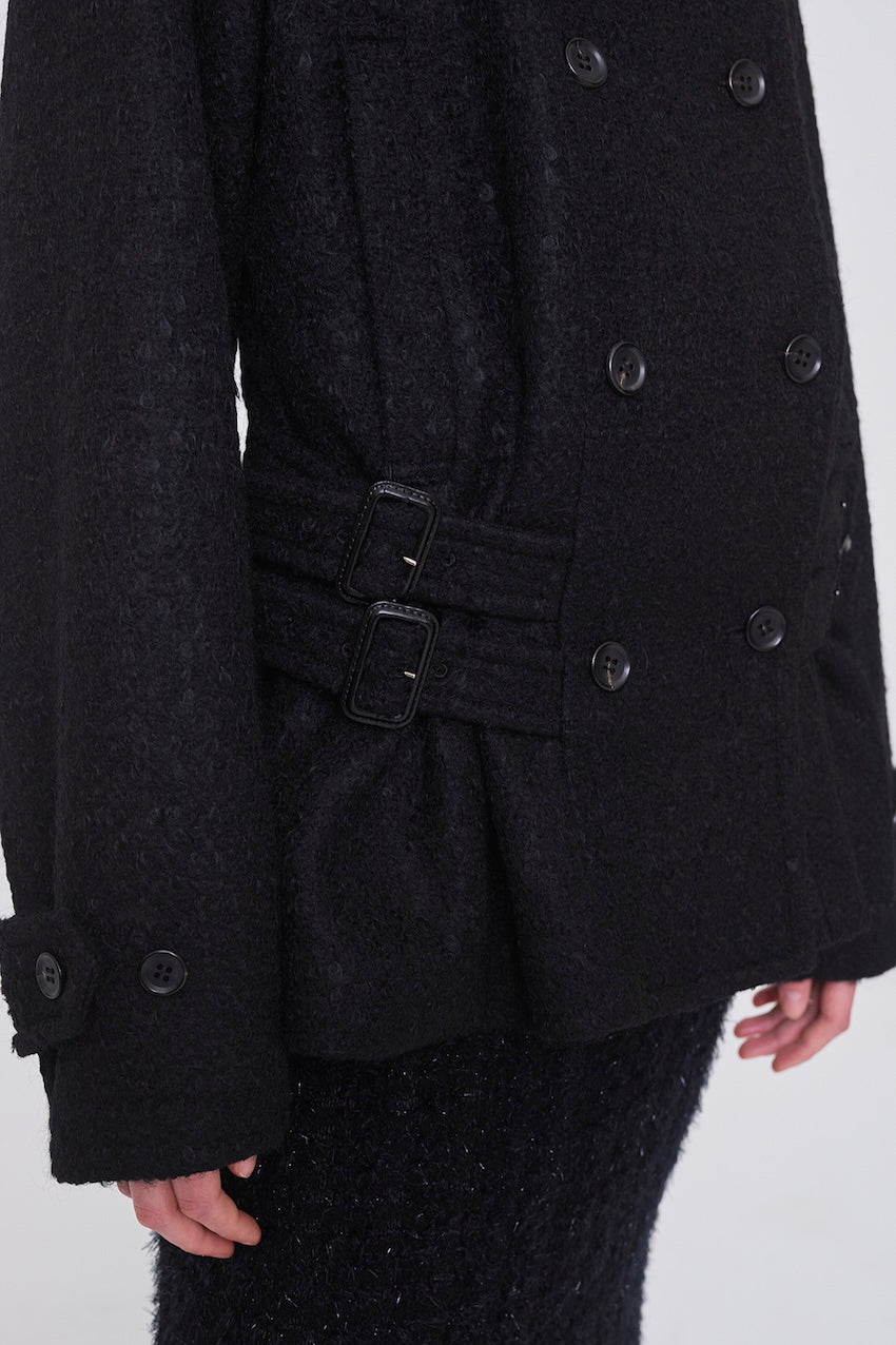 WOOL MOHAIR SHORT TRENCH JACKET - FETICO