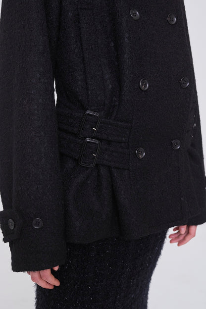 WOOL MOHAIR SHORT TRENCH JACKET - FETICO