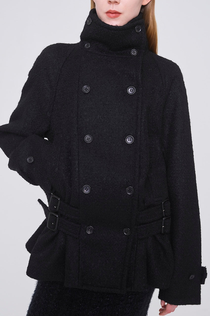 WOOL MOHAIR SHORT TRENCH JACKET - FETICO