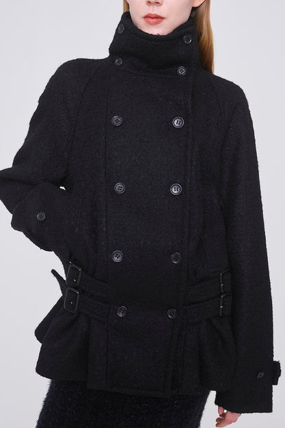 WOOL MOHAIR SHORT TRENCH JACKET - FETICO