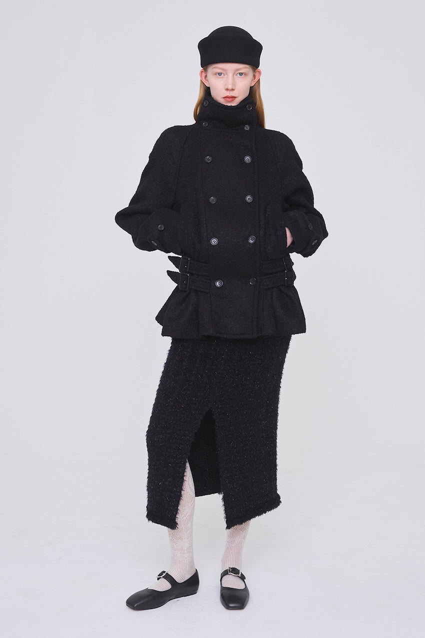 WOOL MOHAIR SHORT TRENCH JACKET - FETICO