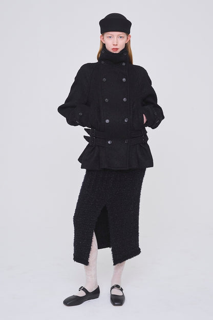 WOOL MOHAIR SHORT TRENCH JACKET - FETICO
