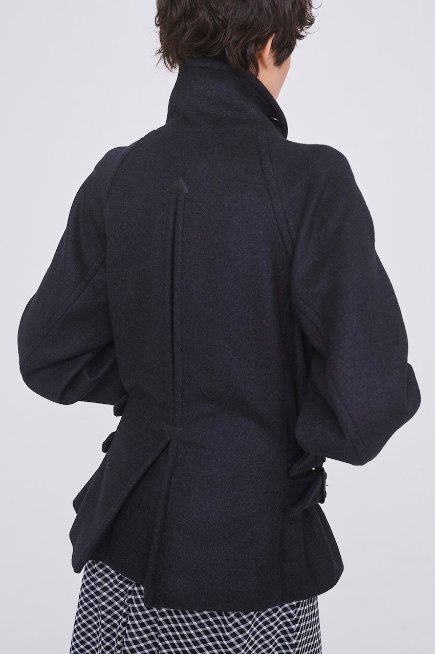 WOOL MELTON LOOP SHORT TRENCH JACKET - FETICO