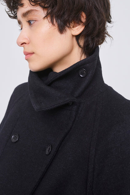 WOOL MELTON LOOP SHORT TRENCH JACKET - FETICO