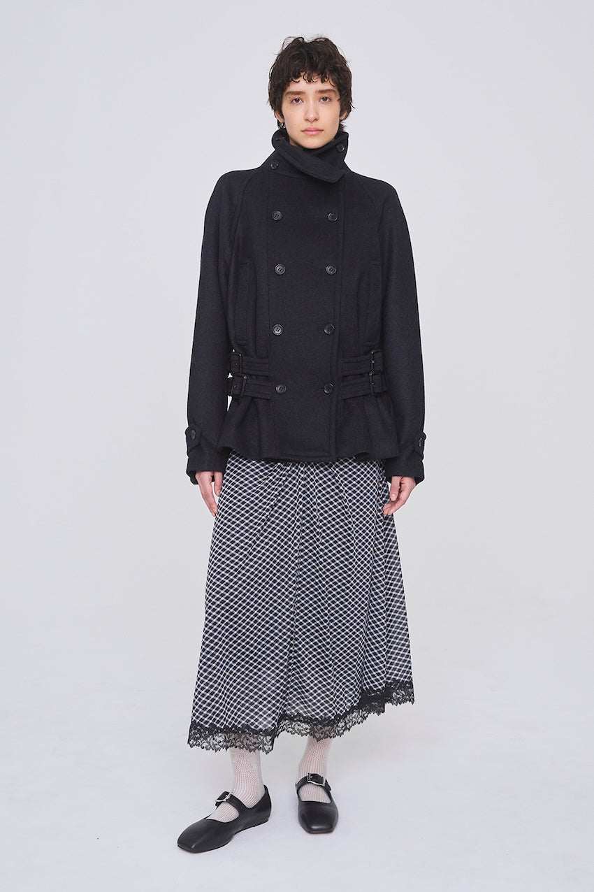 WOOL MELTON LOOP SHORT TRENCH JACKET - FETICO