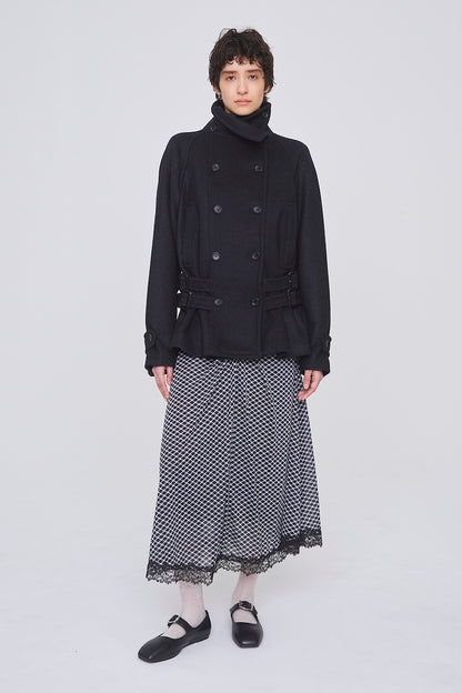 WOOL MELTON LOOP SHORT TRENCH JACKET - FETICO