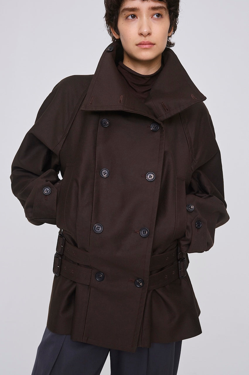 COTTON MOLESKIN SHORT TRENCH JACKET - FETICO