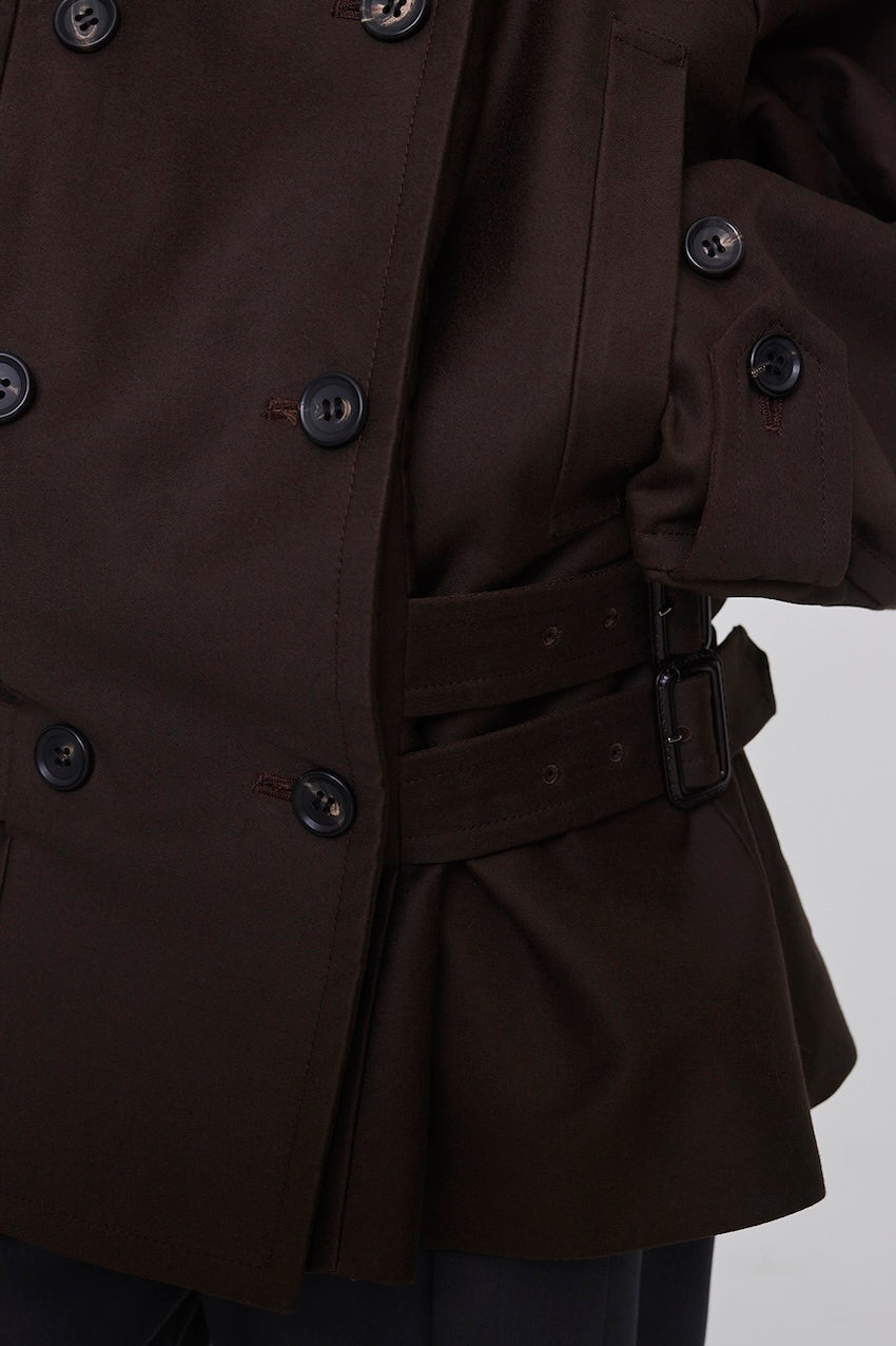 COTTON MOLESKIN SHORT TRENCH JACKET - FETICO