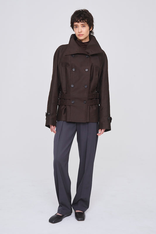 COTTON MOLESKIN SHORT TRENCH JACKET - FETICO