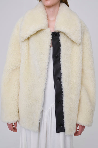 WOOL BOA WIDE COLLAR COAT - FETICO