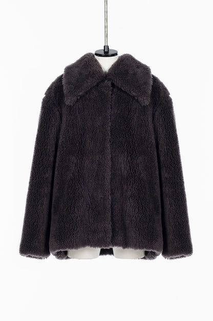WOOL BOA WIDE COLLAR COAT - FETICO