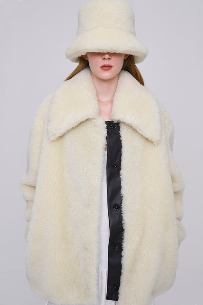 WOOL BOA WIDE COLLAR COAT - FETICO