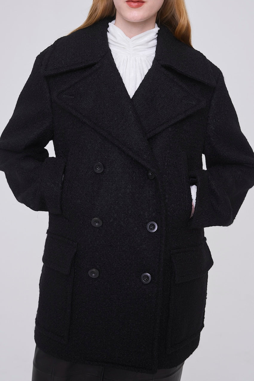WOOL MOHAIR PEACOAT - FETICO