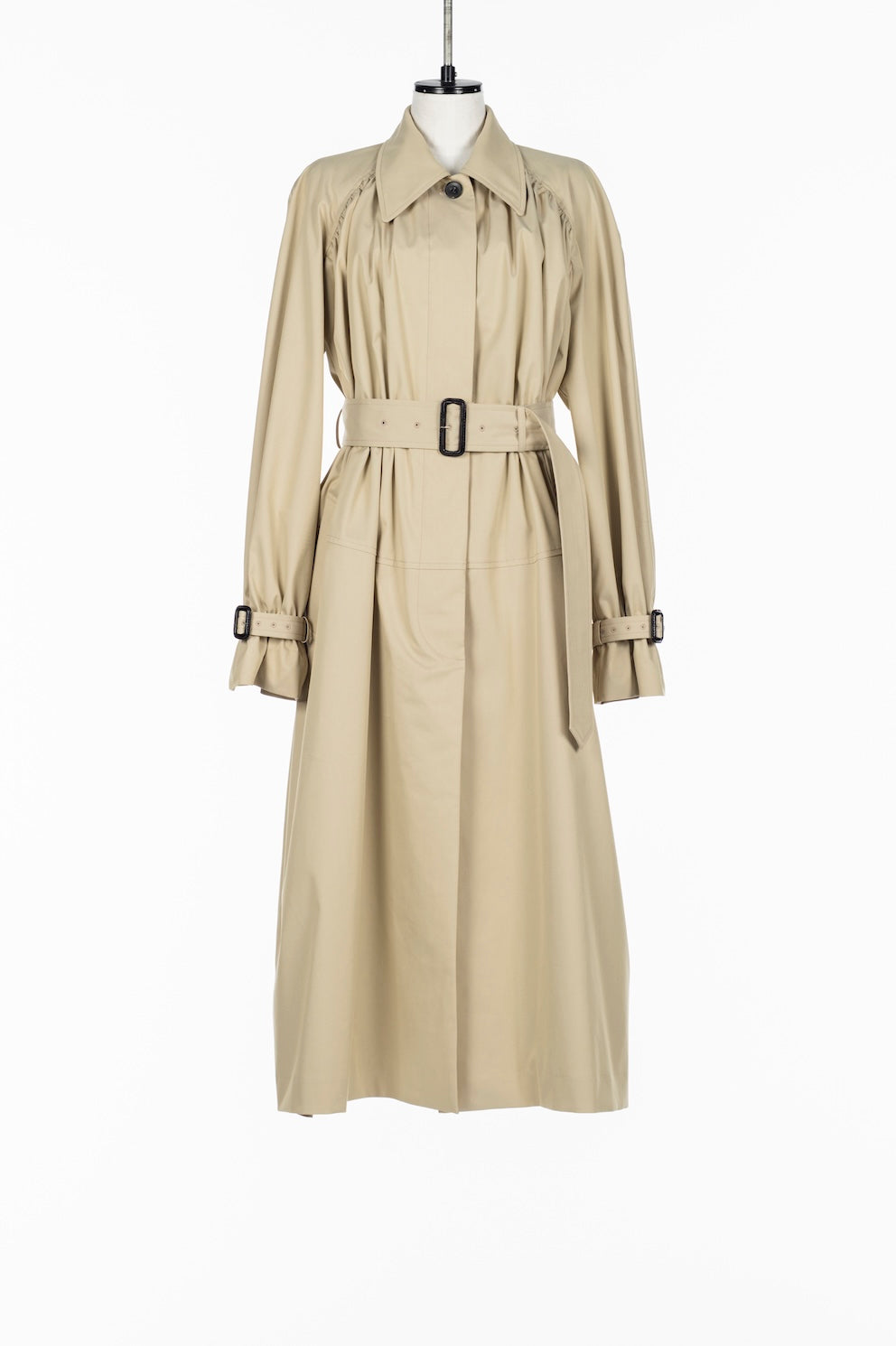 COTTON TWILL GATHERED SOUTIEN COLLAR COAT - FETICO