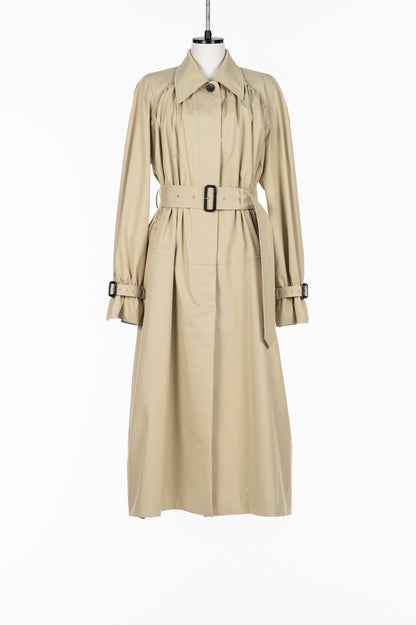 COTTON TWILL GATHERED SOUTIEN COLLAR COAT - FETICO