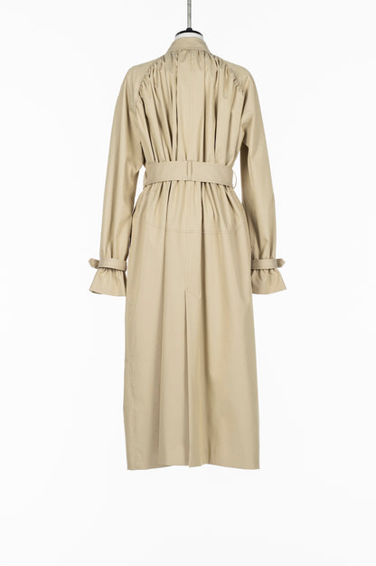 COTTON TWILL GATHERED SOUTIEN COLLAR COAT - FETICO