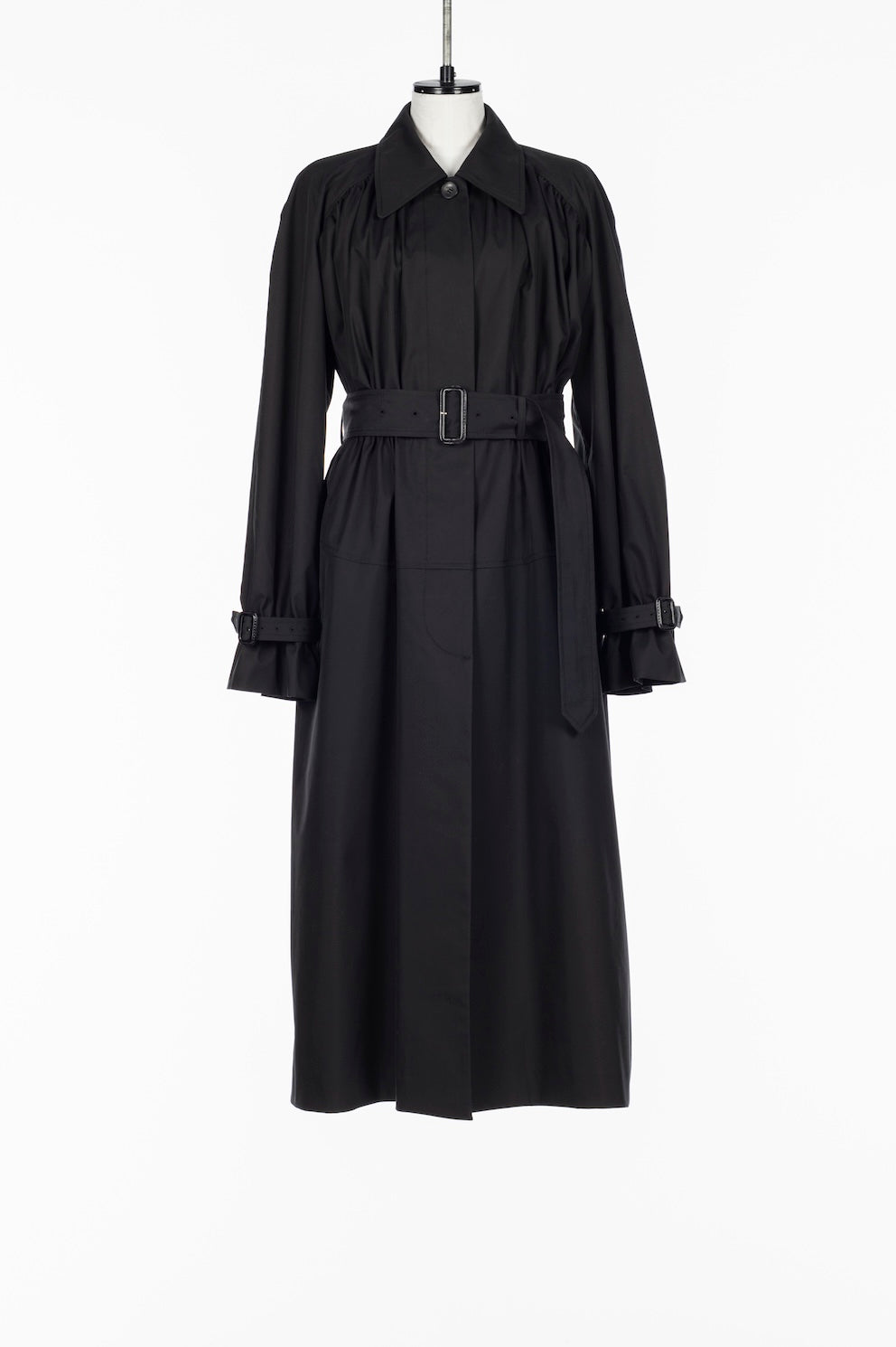 COTTON TWILL GATHERED SOUTIEN COLLAR COAT - FETICO