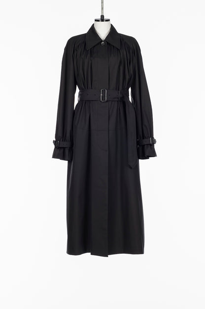 COTTON TWILL GATHERED SOUTIEN COLLAR COAT - FETICO