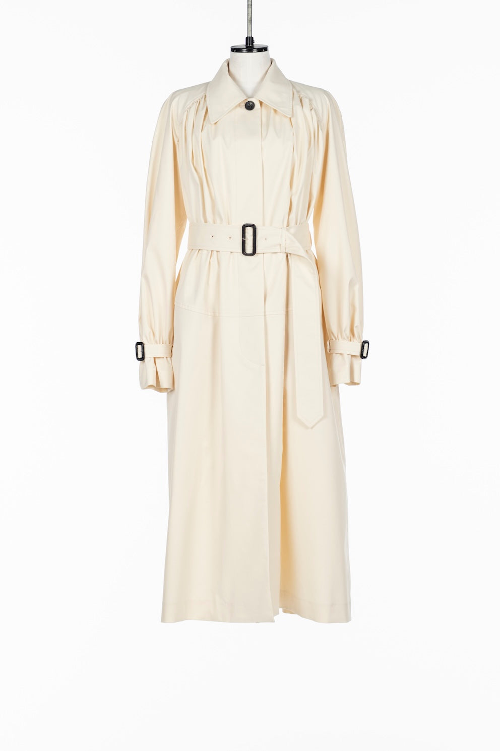 COTTON TWILL GATHERED SOUTIEN COLLAR COAT - FETICO