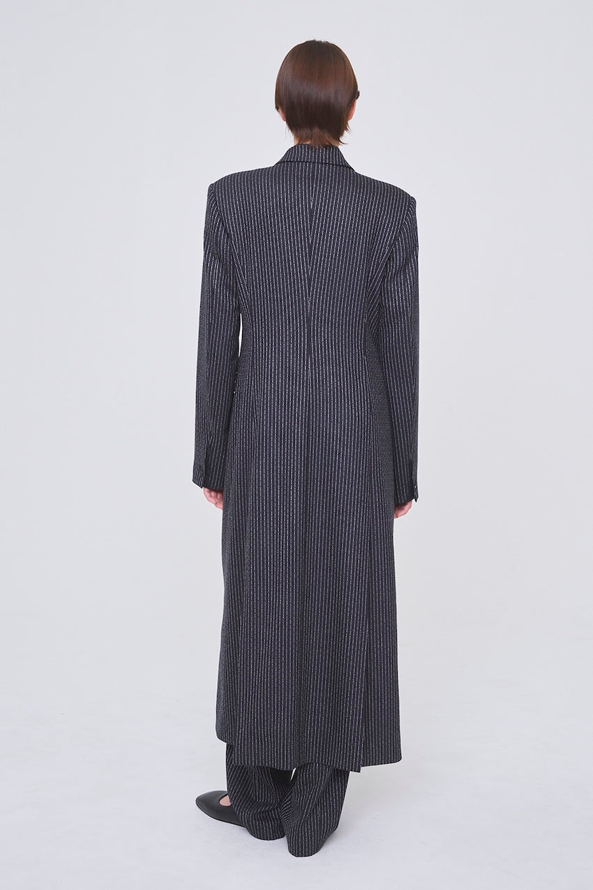 WOOL PINSTRIPE DOUBLE BREASTED COAT - FETICO