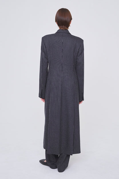 WOOL PINSTRIPE DOUBLE BREASTED COAT - FETICO