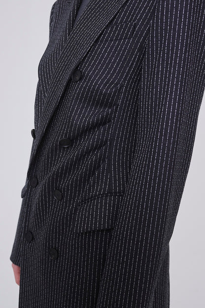 WOOL PINSTRIPE DOUBLE BREASTED COAT - FETICO