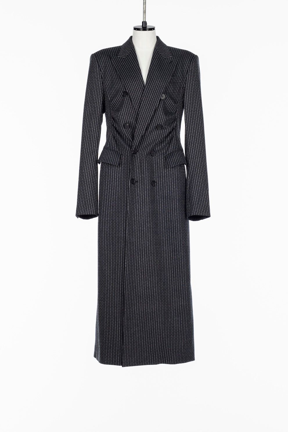 WOOL PINSTRIPE DOUBLE BREASTED COAT - FETICO