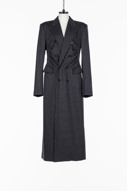 WOOL PINSTRIPE DOUBLE BREASTED COAT - FETICO