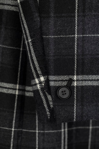 WOOL CHECK DOUBLE BREASTED COAT - FETICO