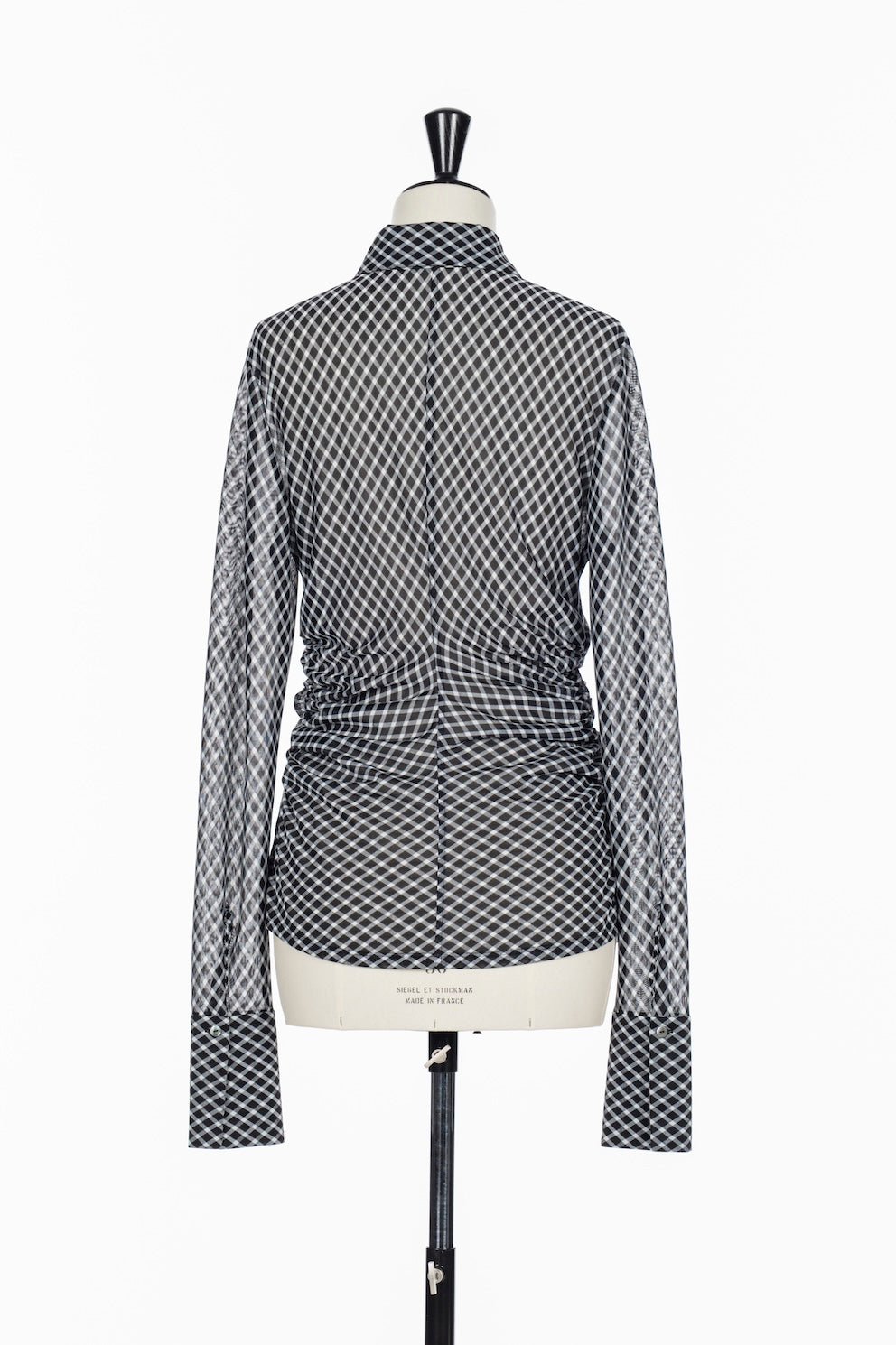 JERSEY CHECK WAIST GATHERED SHIRT - FETICO