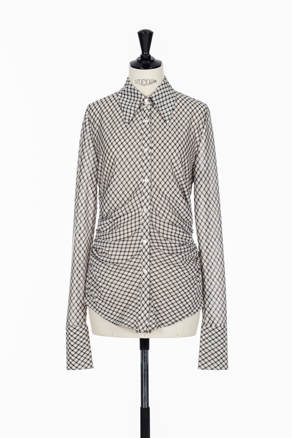 JERSEY CHECK WAIST GATHERED SHIRT - FETICO